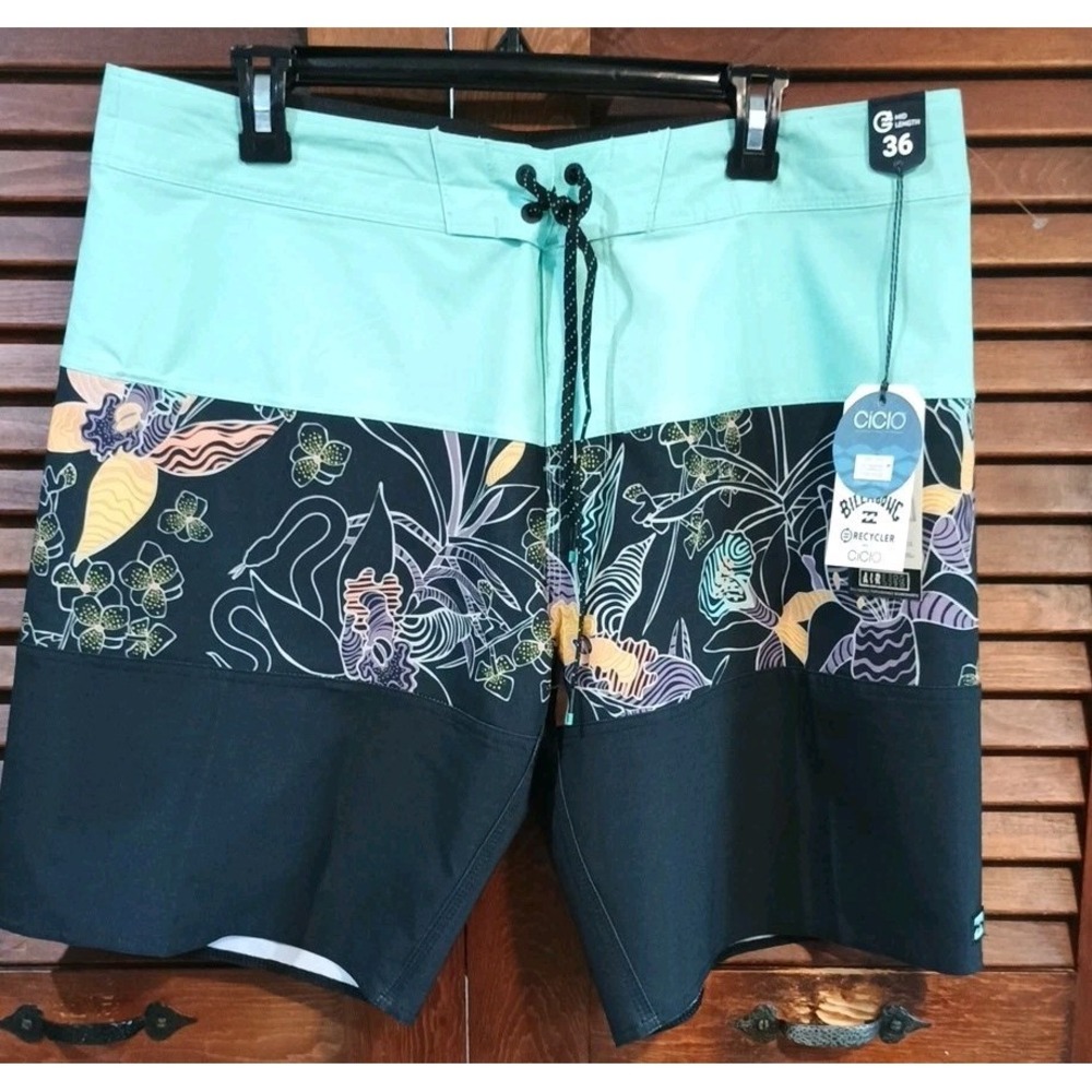 Billabong Tribong Pro Men's Board Shorts Size 36 NWT Blue Black Mid Length
